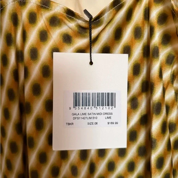 NWT DISSH Gala Lime Satin Printed Maxi Dress US 2 - Picture 4 of 6